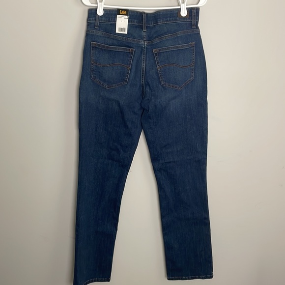 Lee Womens Regular Fit Straight Leg -Flex Motion- Mid Rise- Dark Wash Jeans- 10M - Picture 2 of 14